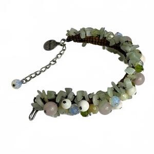Hand-crafted Statement Leather Bracelet Featuring Semi-precious Stones